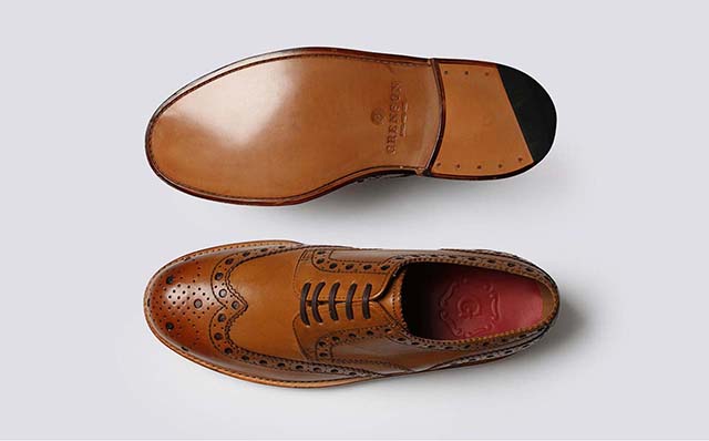 Grenson Archie Mens Gibson Brogues in Tan Calf Leather GRS110006